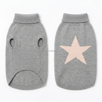Grau-Rosa Stern-Jacquard Haustier-Rollkragenpullover Ärmellose Hundeweste Sommer Herbst Winter Warm Kratzfest für Kleine und Mittlere Hunde