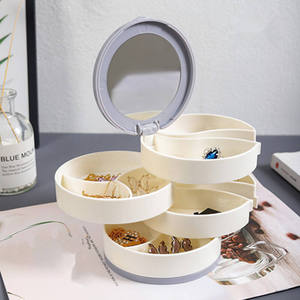 2026 New Hot Sale Rotating Jewelry Storage <b>Box</b> Cosmetics Organizer With Mirror <b>Earring</b> Ring Jewelry Casket - Product Image 5