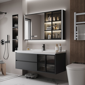 Smart Bathroom Vanity with LED <b>Mirror</b> Cabinet CE Certified <b>Wall</b>-Mounted Waterproof Hanging Cabinet - Product Image 6