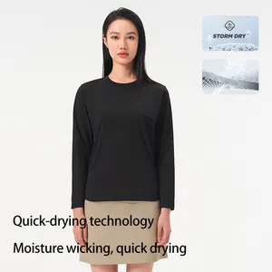 Pelliot Quick-drying T-shirt Women's Outdoor Antibacterial Anti-wrinkle Breathable Long T-shirt Skin-friendly Sports Top