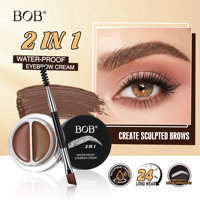 Crema de Cejas 2 en 1 de Terciopelo Mate de Dos Colores, Resistente al Agua y al Sudor, de Larga Duración, a Prueba de Manchas, Natural, con Cepillo para Cejas 3D