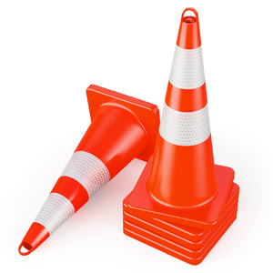 Cônes de signalisation routière CITICITY de 28 pouces avec col et poignée réfléchissants, cônes en PVC robustes de couleur orange pour les parkings - Product Image 1