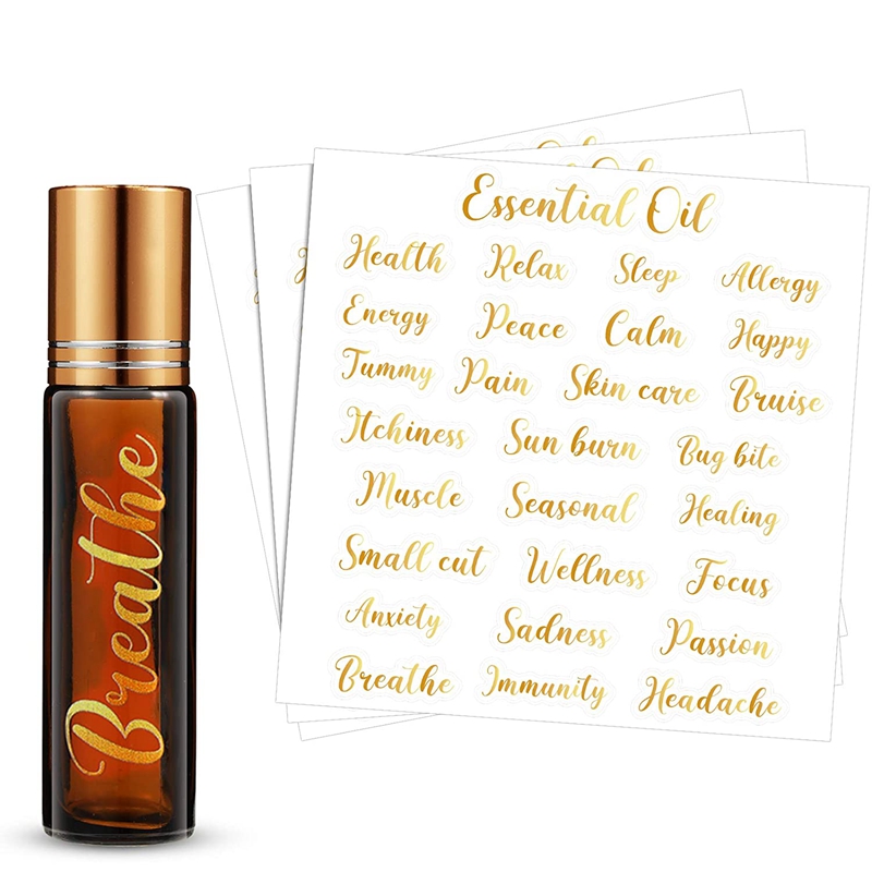 Наклейка на этикетку эфирного масла, Золотая Клейкая прозрачная этикетка, масляные роликовые бутылки, масляная трубка для губ, водонепроницаемая наклейка