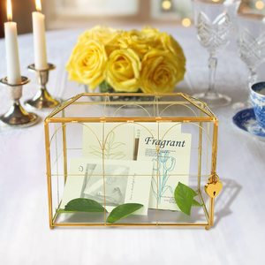 Boîte à cartes de <span class=keywords><strong>mariage</strong></span> en verre et métal personnalisable Boîte d'invitation moderne faite à la main en différentes tailles et formes prix - Product Image 2