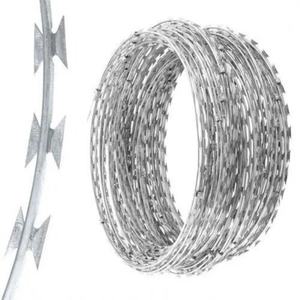 Fil de fer de sécurité, clôture à barbelés, bord tranchant, concertina, galvanisé, anti-corrosion, prix par rouleau, acier rasoir - Product Image 1