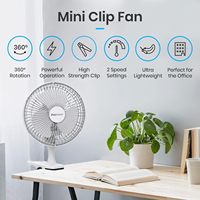 Ventilateur de table/bureau électrique portable 6 pouces à pince, 3 pales, 2 vitesses, construction en plastique durable – Meilleure vente