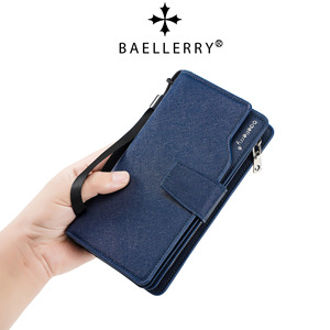 Baelerry Men's <b>Long</b> Wallet Multi-Card Slot Anti-Theft Solid Color Clutch <b>Bag</b> Everyday Use - Product Image 4