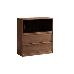 Zeyang Black Walnut <b>Wood</b> Storage Cabinet <b>Solid</b> <b>Wood</b> <b>Bookcase</b> Modern Minimalist Floor Standing Modular Cabinet For Study - Product Image 5