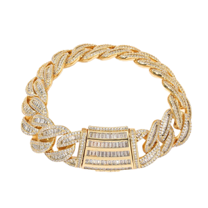 Hip Hop Cuban Link <b>Bracelet</b> Mixed Inlaid Zircon Gold Plated Alloy Chain Jewelry for Men and Women - Product Image 4
