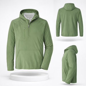 OEM Custom Clothing Athletic Breathable Quick Dry Lightweight <b>Men</b> <b>Hoodie</b> Performance Pullover <b>Running</b> Quarter Zip Sweatshirts - Product Image 1