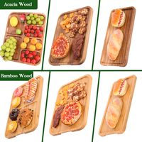 Plateau de service en bois écologique de haute qualité avec design divisé pour le sushi et le service de repas Vaisselle durable