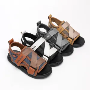 Summer Wholesale Boys Designer Sandals Good Quality Leather Material with Eva Outsole Breathable Fashion Trend New Design Kids