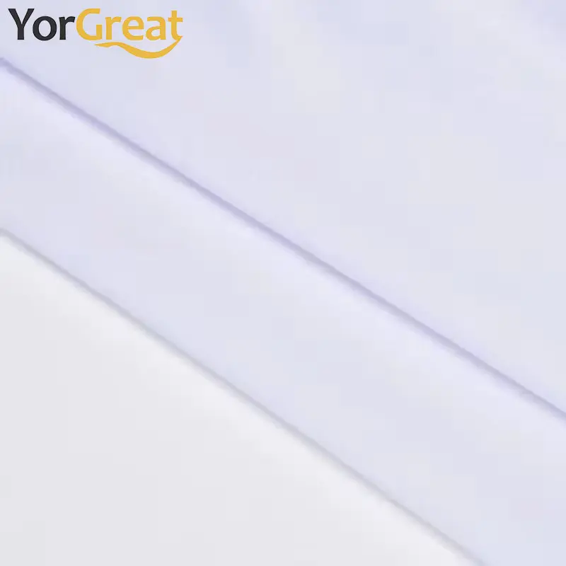 무료 샘플 스톡 패브릭 100% 폴리에스터 학생 학교 t 셔츠 패브릭 균일 의류 승화를위한 흰색