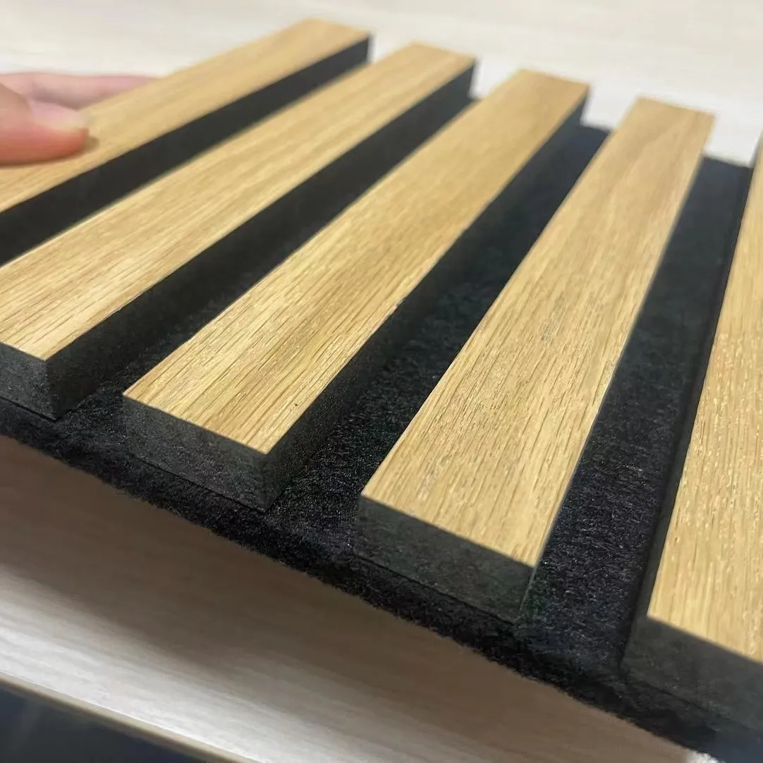 Akupanel-Panel acústico de madera Natural de roble, listón acústico de fibra de poliéster, para oficina