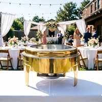 Réchaud de buffet rond en or de luxe de 6 L, chauffage à la vapeur, haute qualité, économie d'énergie, pour mariage, fête, hôtel