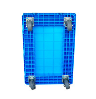 Chariot de transport robuste à 4 roues en plastique pour palettes, chariot de manutention en forme de tortue à plateau plat