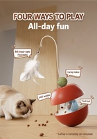 Jouet interactif auto-redressant pour chat avec plume et distributeur de friandises pour chats d'intérieur et chatons
