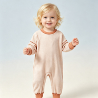 Groothandel Waffle 100% Katoen Lange Mouwen Baby Romper Contrast Baby Jumpsuit Herfst Peuterkleding Fabriek Aanpasbaar