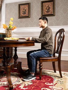 Chaise de salle à manger en bois massif américain - <span class=keywords><strong>Fauteuil</strong></span> <span class=keywords><strong>rustique</strong></span> pour adultes pour salle à manger/mahjong/bureau/maison - Product Image 3