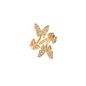 Bague ouverte unisexe en or blanc K avec micro-pavé de zircon cubique en forme de papillon pour les fêtes - Product Image 5