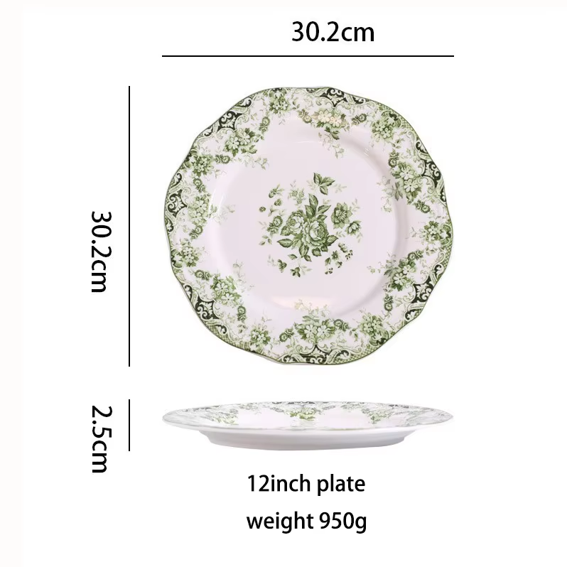 12 " plate green flower