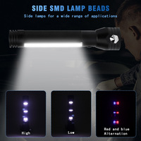 Lampe torche LED multifonctionnelle rechargeable par USB en alliage d'aluminium, marteau de sécurité, lampe de travail LED à énergie solaire, lampe de signalisation