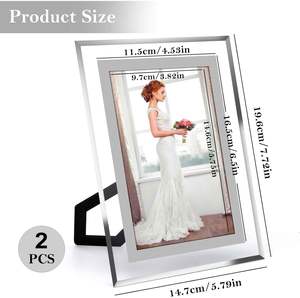 Minimalist 6inch Transparent Silver Glass Crystal Photo <b>Frame</b> for Wedding Display Creative Rectangle Glass Crystal Picture <b>Frame</b> - Product Image 2
