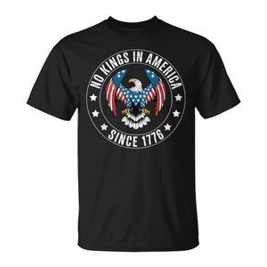 T-shirt No Kings In America Since 1776 con design dell'aquila patriottica, vestibilità unisex nera - Product Image 1