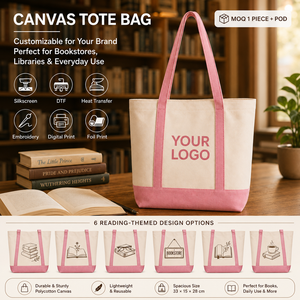 Bolsa de Lona con Bloques de Color y Ribete Rosa - Bolsa de Hombro Personalizada con Logotipo, Bolsa de Regalo Premium de 12 oz para Floristería - Product Image 3