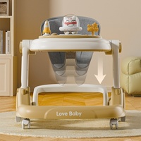 Marche-bébé portable 3-en-1 pliable et réglable, style simple avec musique pour l'apprentissage du debout