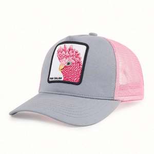 Gorra de béisbol de malla de 5 paneles con cierre a presión, gorra trucker personalizada con bordado 3D de diseño animal, cierre de hebilla de doble botonadura, estilo empresarial - Product Image 2