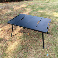 Table de camping pliable réglable en hauteur, portable, à quatre plis, détachable, multifonctionnelle, extensible, pour barbecue, pique-nique, table IGT