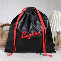Grande pochette en satin avec cordon de serrage pour extensions capillaires, logo personnalisé imprimé, sac cadeau pour chaussures, sac à main, rangement de vêtements, pochette anti-poussière en soie satinée
