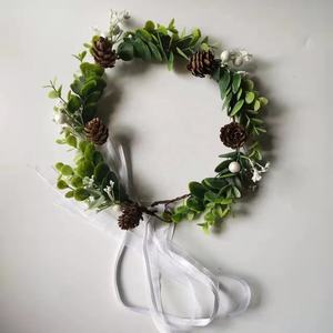 Corona artificiale <span class=keywords><strong>di</strong></span> <span class=keywords><strong>foglie</strong></span> verdi, accessori per capelli con Tiara foto da sposa, accessori per fotografie <span class=keywords><strong>di</strong></span> matrimonio - Product Image 2