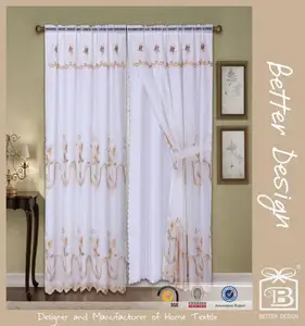 2pcs voile stickerei wohnzimmer volant/spitze/sheer vorhänge mit taft sichern und raffrosetten