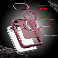 Étui de téléphone portable pliable magnétique transparent de couleur unie pour iPhone DUO, protection contre les chutes à 360 degrés avec support en alliage