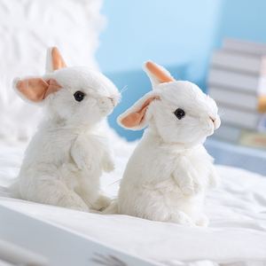 Peluche Coniglio in Cotone PP Morbido Realistico Antistress Postura Perfetta Simulazione Coniglio Bianco Regalo di Pasqua per Bambini - Product Image 1