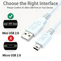 Câble de synchronisation et de charge USB A vers Mini 5P USB 2.0 blindé, 1m, conducteur en cuivre pur 28AWG, gaine en PVC pour appareil photo et terminal de point de vente