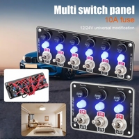 Panneau de commutation à 6 interrupteurs avec fusible et voyant, commande multi-interrupteurs 12V/24V, panneau de commutation étanche pour voiture, camion, bateau, camping-car