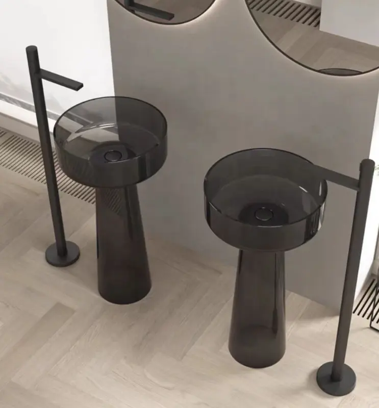 New Ceramic Sinks Bathroom Washing Basin Unique Pedestal Wall Mount Sink Wash Basin Luxury Wall Hung WashBasin With Vanity