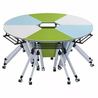 Table de formation modulaire commerciale pliable, mobile, circulaire, gain de place, pour salle de formation Lime