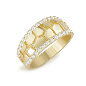 14K Vergoldeter Nugget Vintage CZ Statement-<span class=keywords><strong>Ring</strong></span> für Männer und Frauen Einzigartiger Statement-Schmuck Klassischer Vintage-Stil - Product Image 1