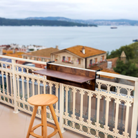 Table suspendue Combohome pour balustrades, table de service en bois pour véranda, table de service peu encombrante pour petits balcons