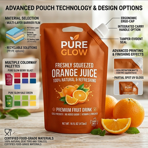 Pochette souple personnalisée de 50 ml/100 ml/250 ml avec bec verseur pour jus d'orange et bière, bouchon refermable, impression par gravure, emballage alimentaire de qualité alimentaire pour boissons - Product Image 2