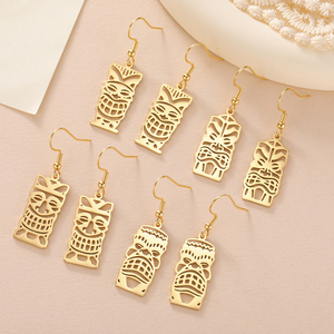 Myshape Retro <span class=keywords><strong>Tiki</strong></span> Totem Pendientes colgantes Cultura tribal Personas indígenas Máscara Protección Amuleto Joyería de acero inoxidable - Product Image 2