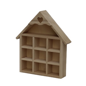 Estante de <span class=keywords><strong>madera</strong></span> en forma de casa, estante de pared, color natural, con 9 partes, decoración para el hogar, <span class=keywords><strong>madera</strong></span> de pino - Product Image 1
