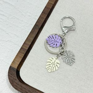 Llavero al por mayor de hoja de Monstera, temática tropical natural, con cierre de langosta, accesorios para bolso, llaveros de plantas, colgante para bolso, regalos - Product Image 3