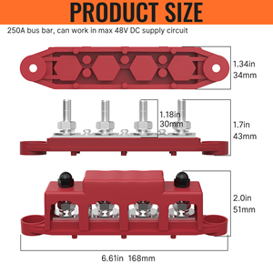 Bloque de Distribución de Energía Universal Compacto de 12V 250A con 4 Terminales M8 para Autobuses, Vehículos Recreativos, Barcos y Vehículos Utilitarios - Product Image 2