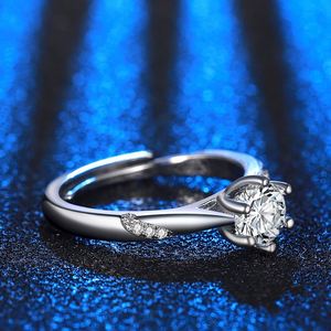 Bague de mariage plaquée argent pour femme, bague de fiançailles avec diamant imitation moissanite, bague en zircon - Product Image 3
