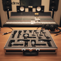 SOUNDMARK CX-608 003 7 Parçalı Alüminyum Alaşımlı Davul Seti Siyah XLR Konnektör 48V DC Kolay Kurulum Pil Veri Kablosu Davul Manyetiği